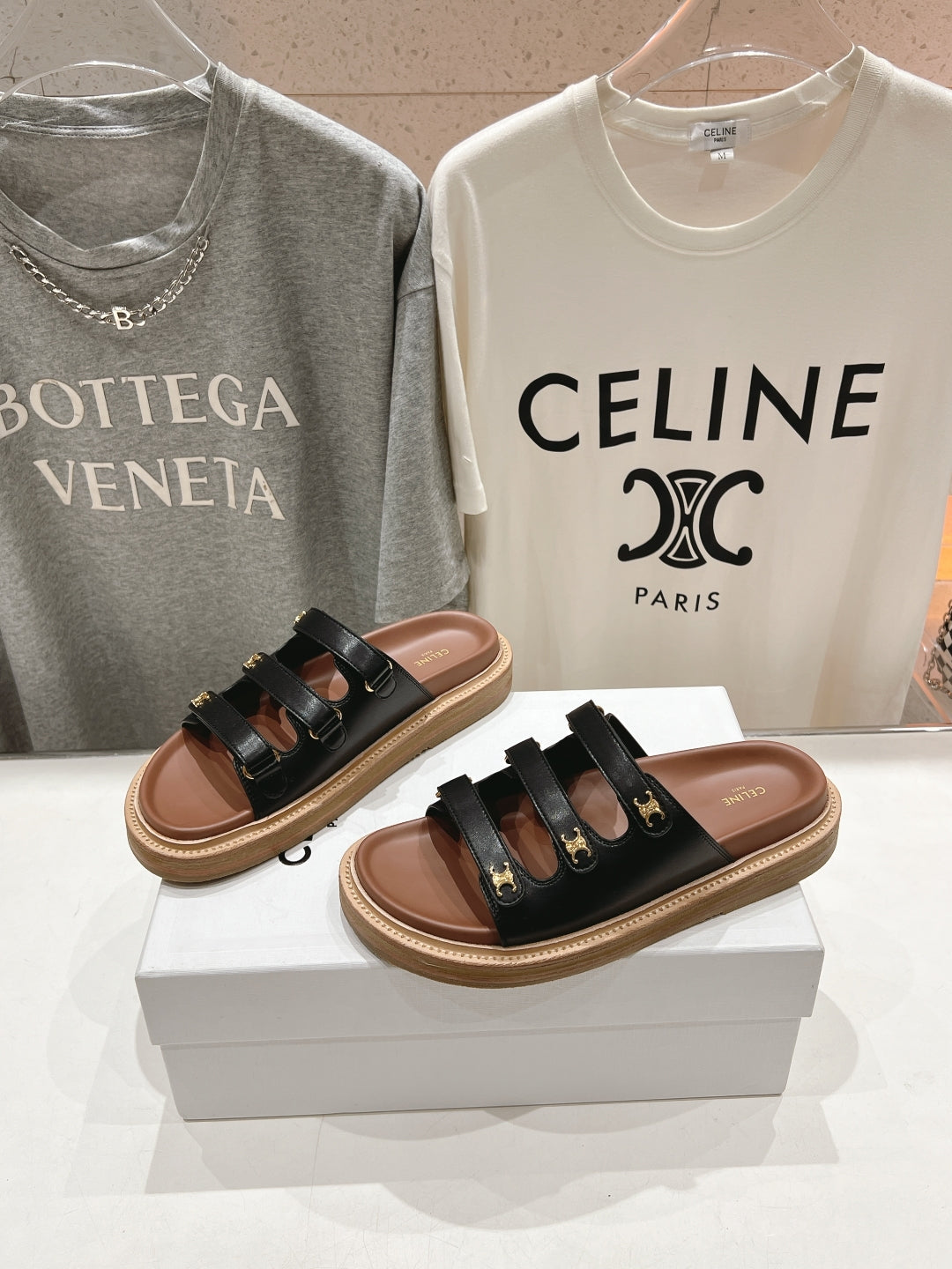 Celine CELINE Dad Sandal Mule Black Cowhide 236753