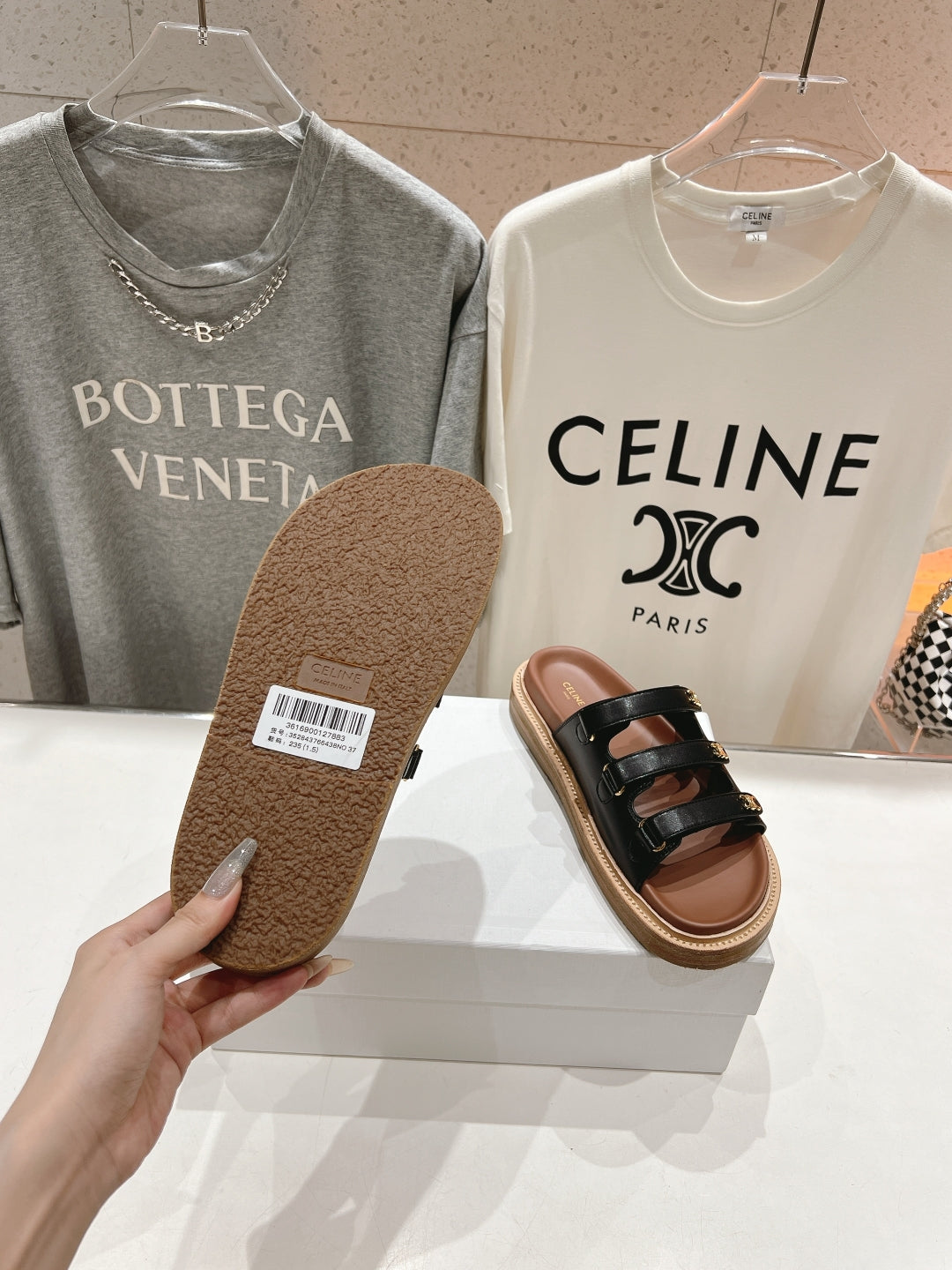 Celine CELINE Dad Sandal Mule Black Cowhide 236753