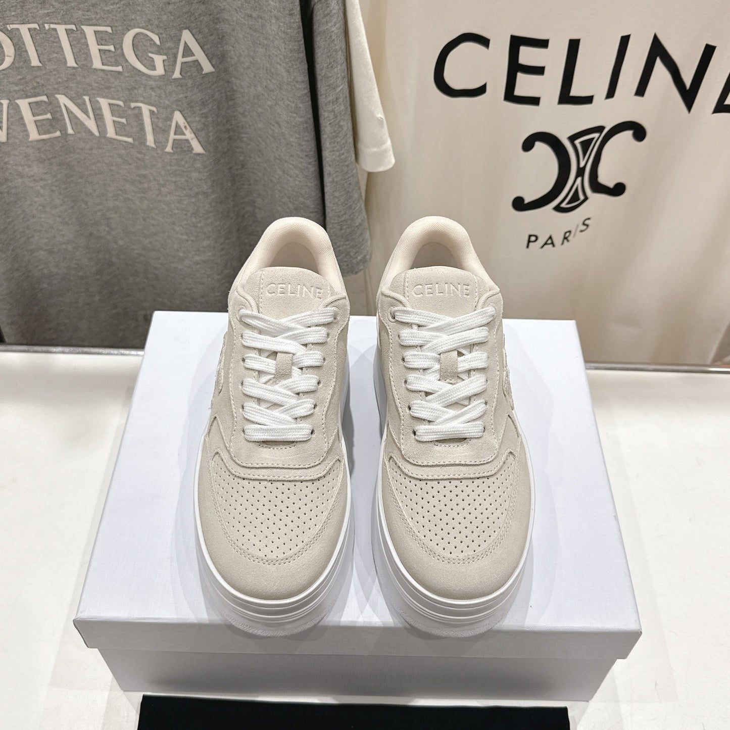 Celine CELINE 25C SNEAKERS WITH WEDGE BEIGE SUEDE 236766