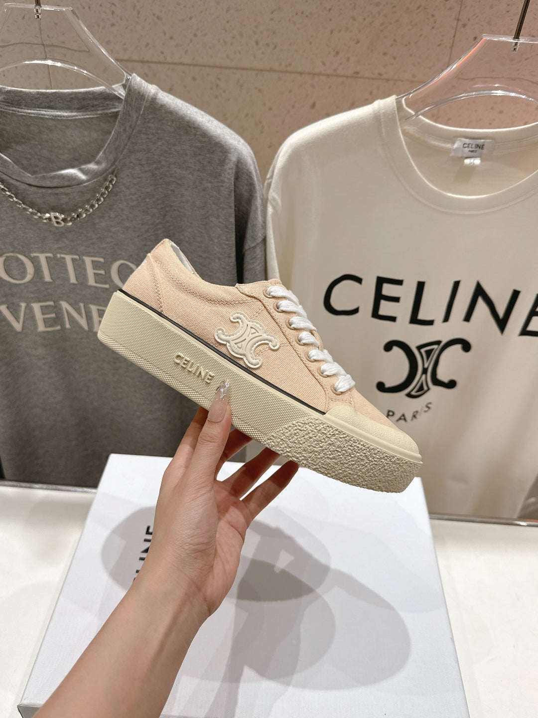 Celine CELINE 25C Trainer Sneaker Sofr Apricot Canvas 236761
