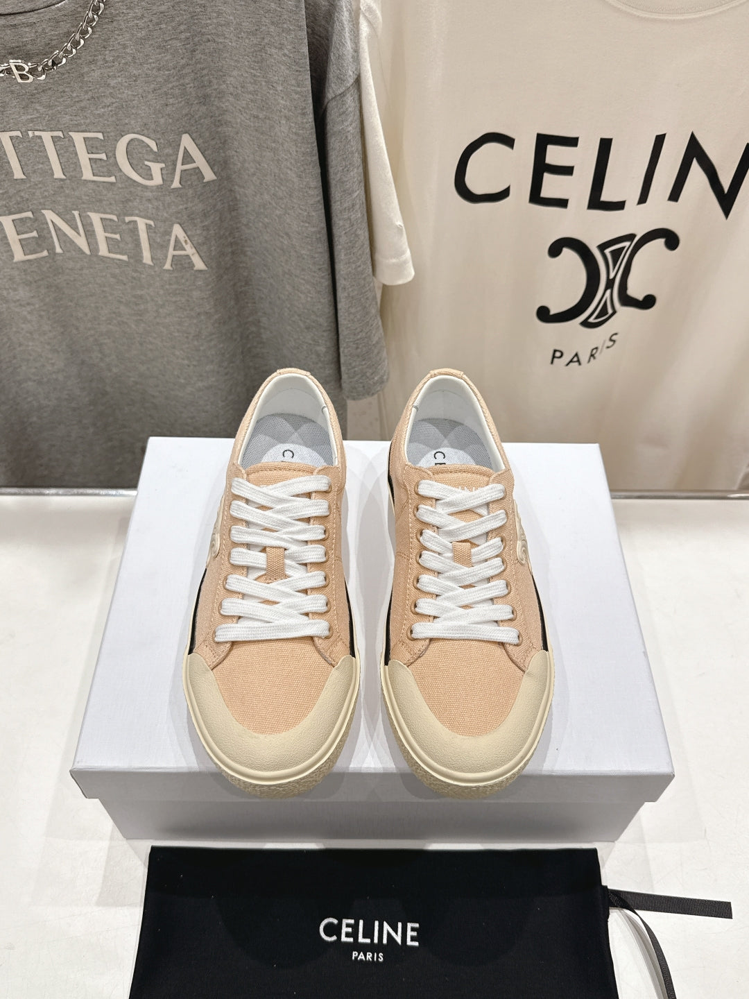 Celine CELINE 25C Trainer Sneaker Sofr Apricot Canvas 236761