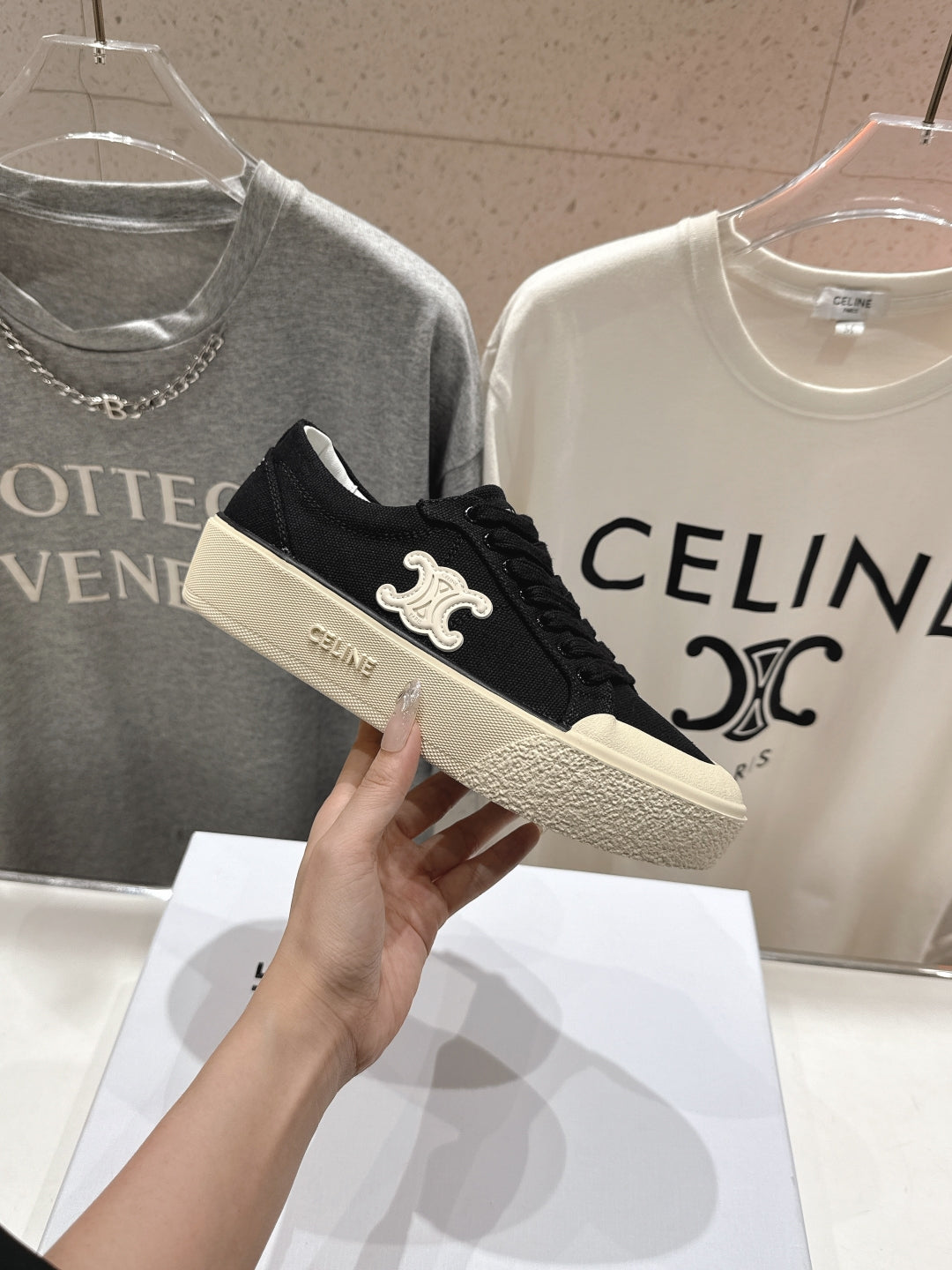 Celine CELINE 25C Trainer Sneaker Black Canvas 236762