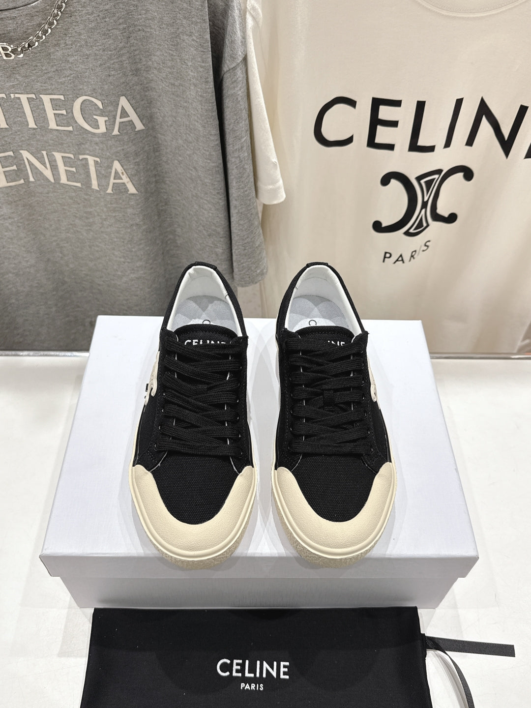 Celine CELINE 25C Trainer Sneaker Black Canvas 236762