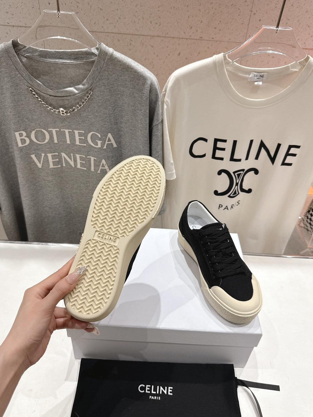 Celine CELINE 25C Trainer Sneaker Black Canvas 236762