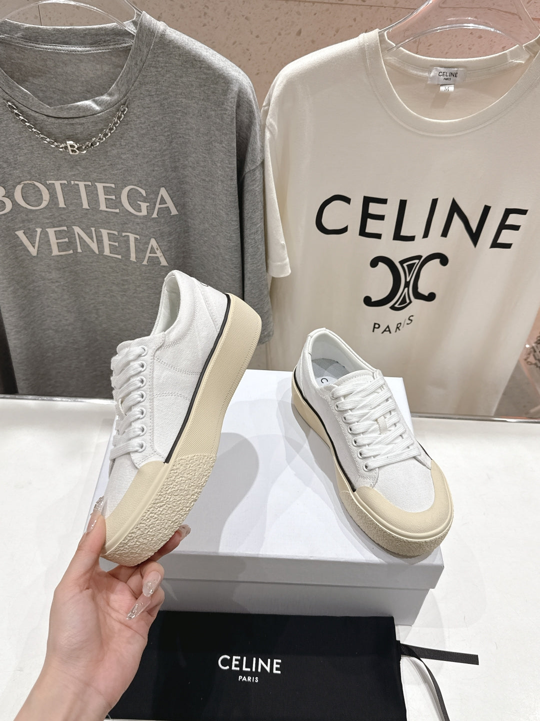 Celine CELINE 25C Trainer Sneaker White Canvas 236763