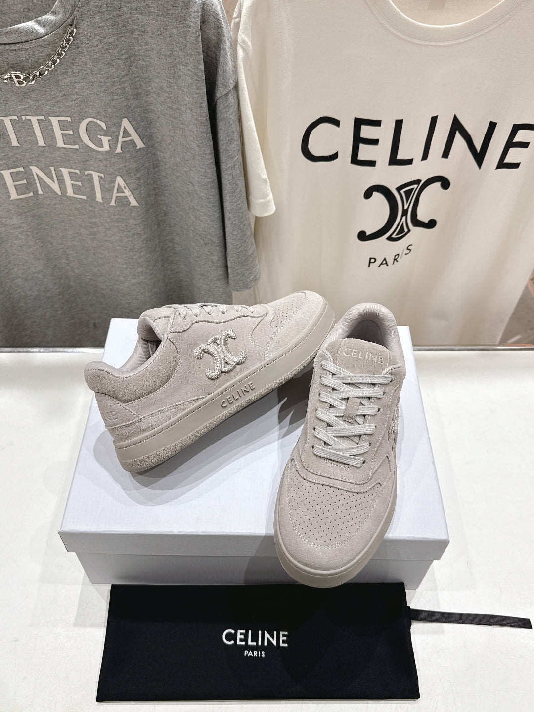 Celine CELINE 25C SNEAKERS GRAY SUEDE 236764