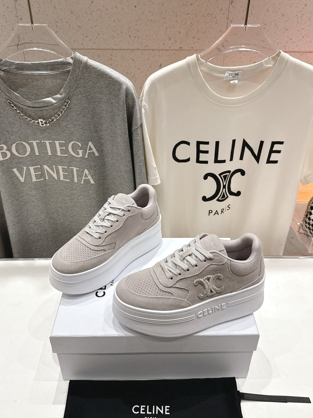 Celine CELINE 25C SNEAKERS WITH WEDGE GRAY SUEDE 236767