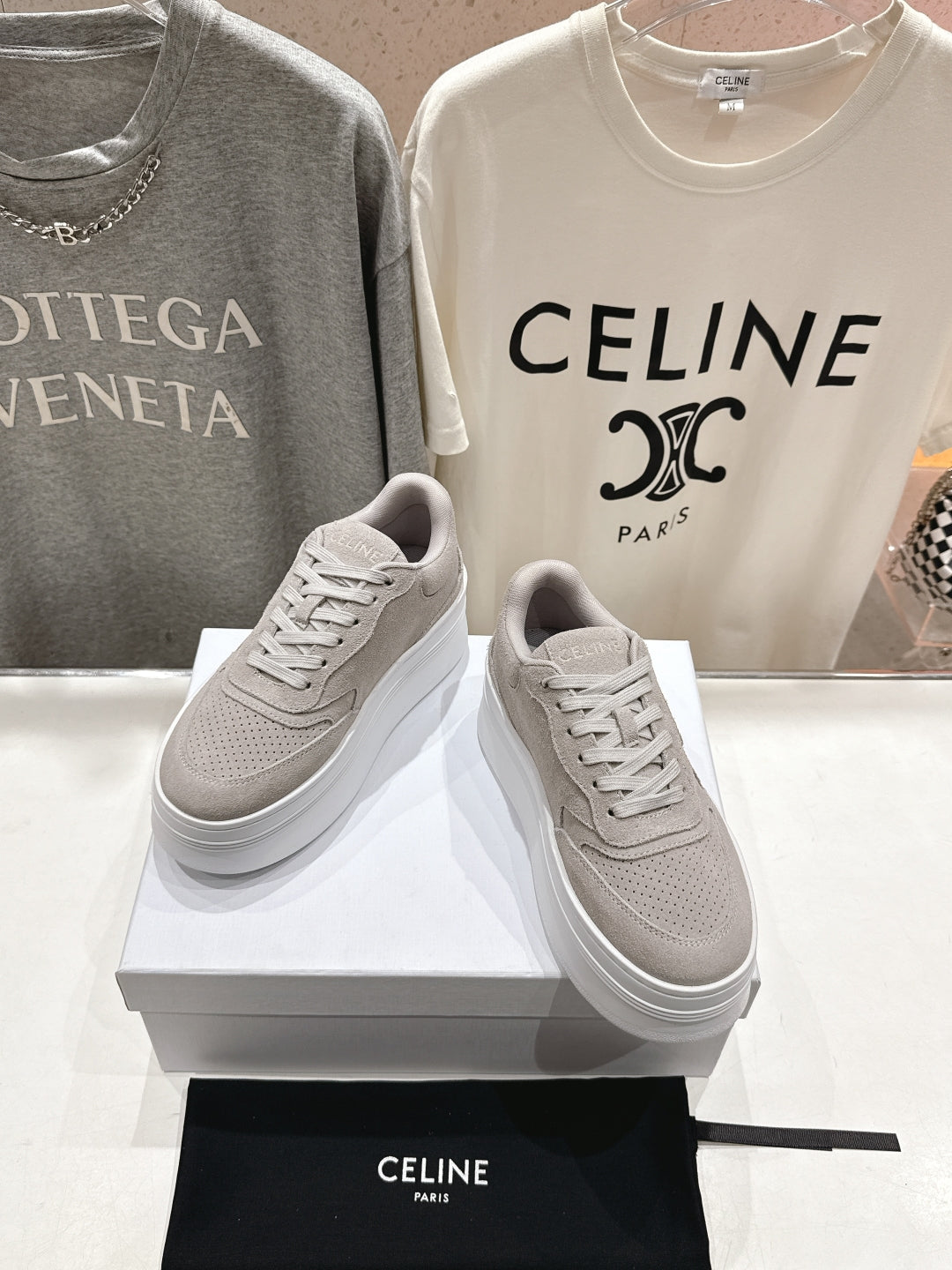 Celine CELINE 25C SNEAKERS WITH WEDGE GRAY SUEDE 236767