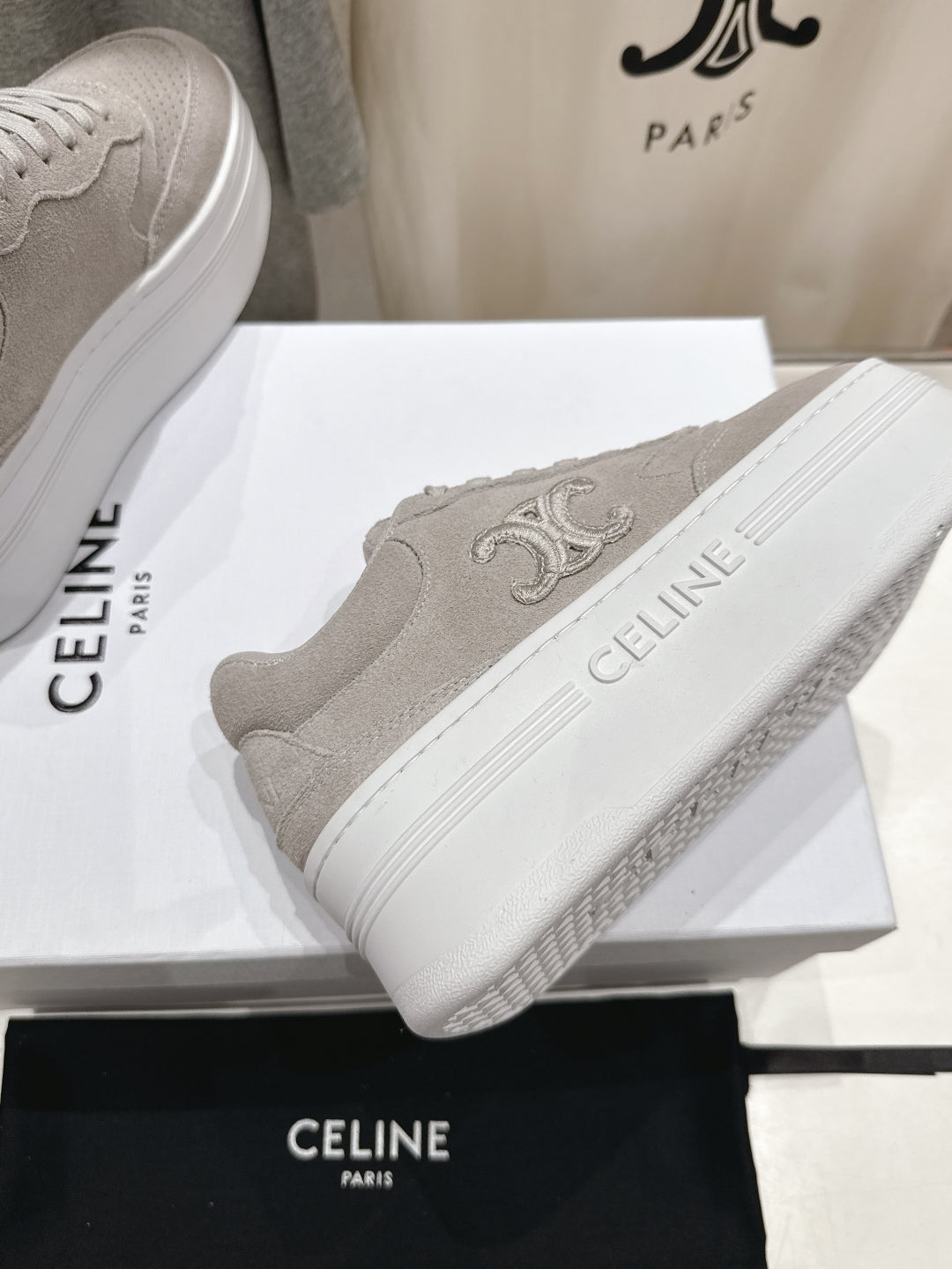 Celine CELINE 25C SNEAKERS WITH WEDGE GRAY SUEDE 236767