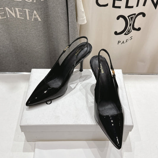 Celine Celine 25C Slingback Pump Black Patent Leather 236769