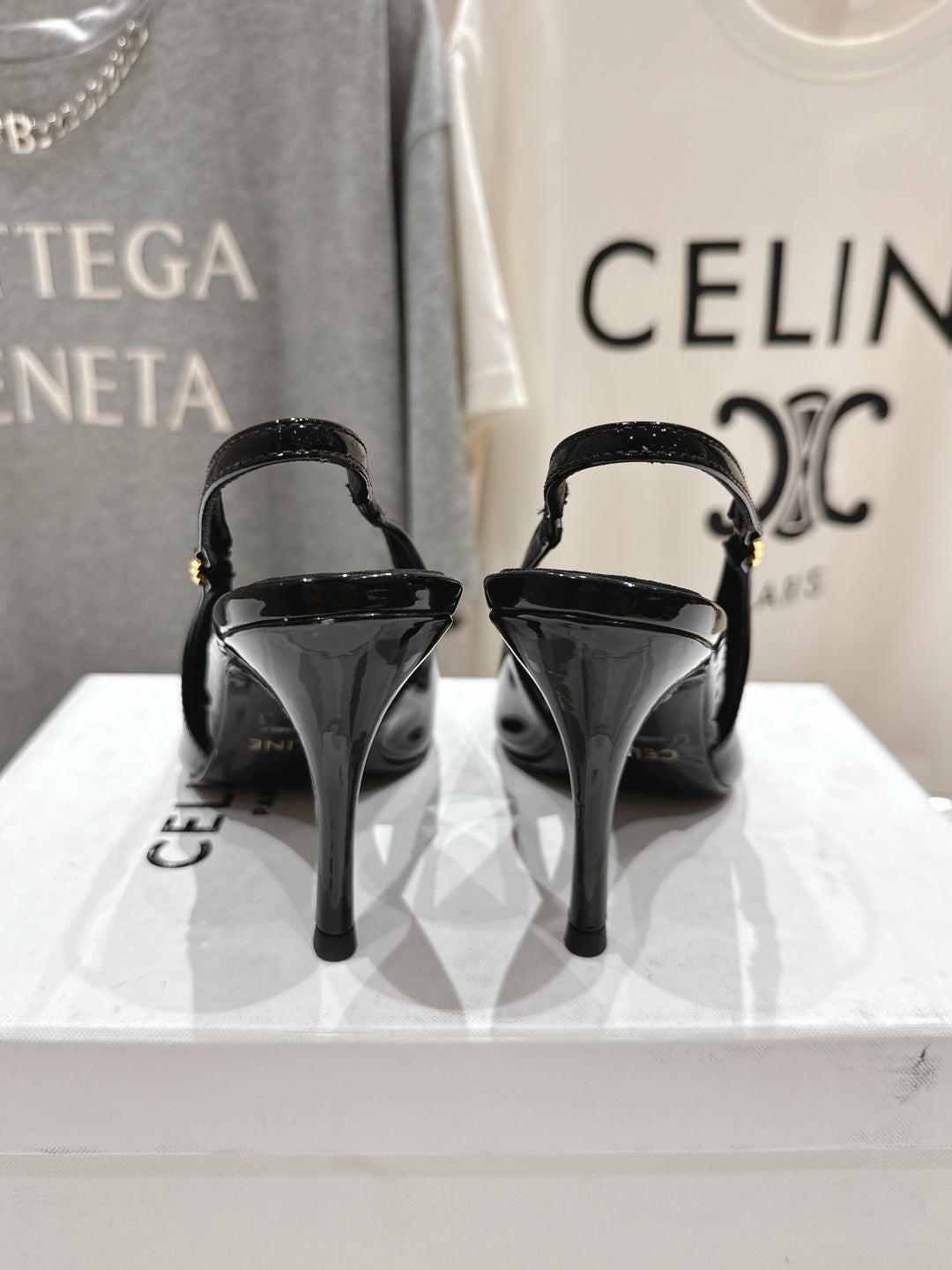 Celine Celine 25C Slingback Pump Black Patent Leather 236769
