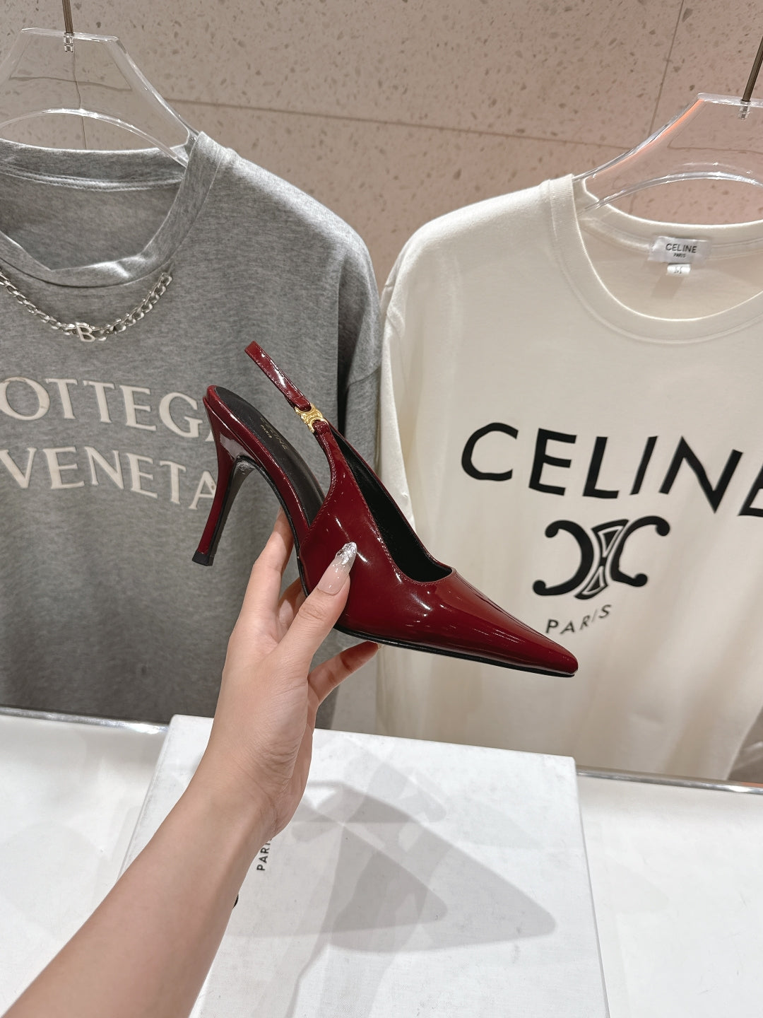 Celine Celine 25C Slingback Pump Red Patent Leather 236770