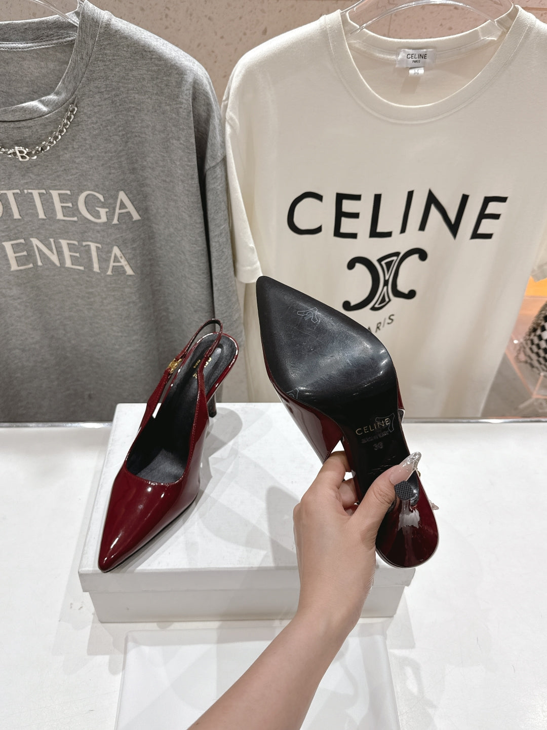Celine Celine 25C Slingback Pump Red Patent Leather 236770
