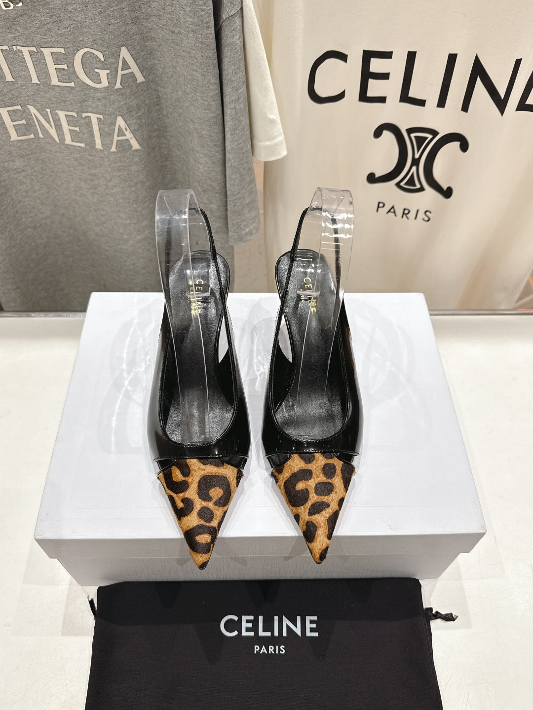 Celine Celine 25C Slingback Pump Black mix Brown Sheepskin 236773
