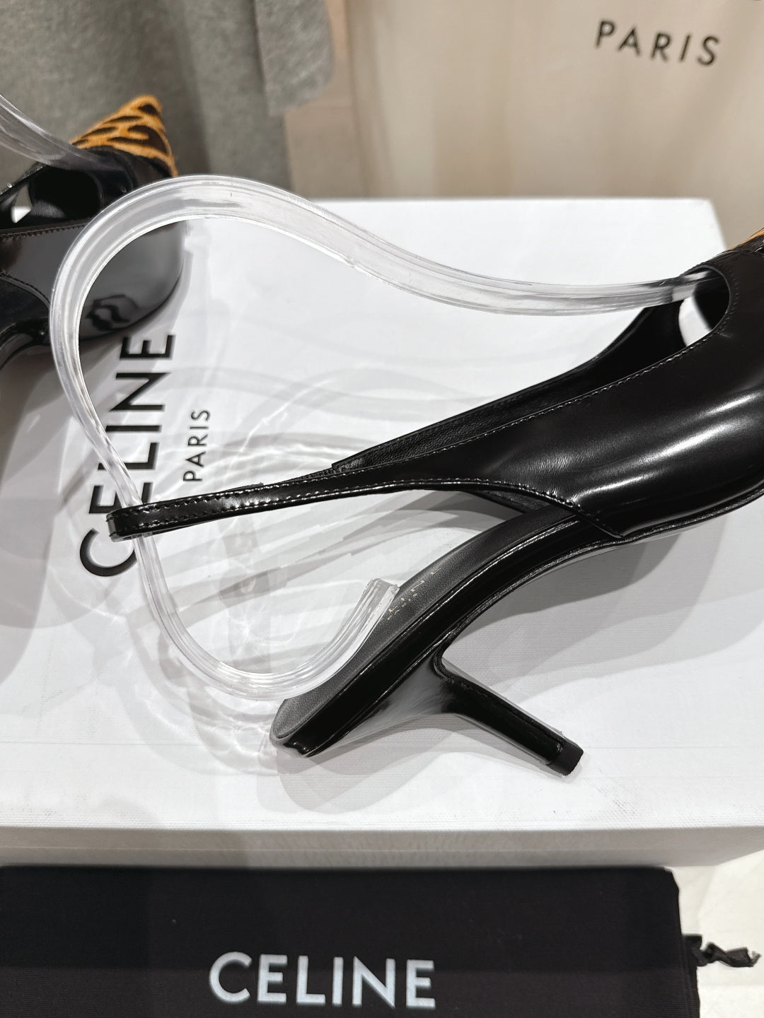 Celine Celine 25C Slingback Pump Black mix Brown Sheepskin 236773