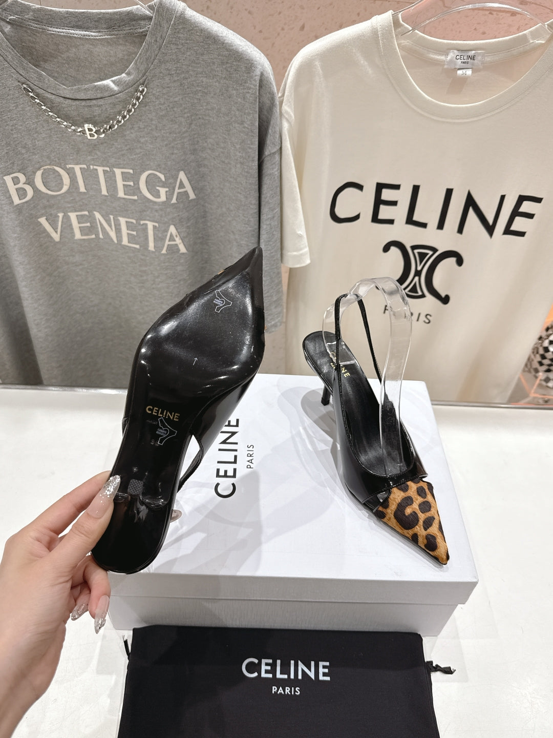 Celine Celine 25C Slingback Pump Black mix Brown Sheepskin 236773