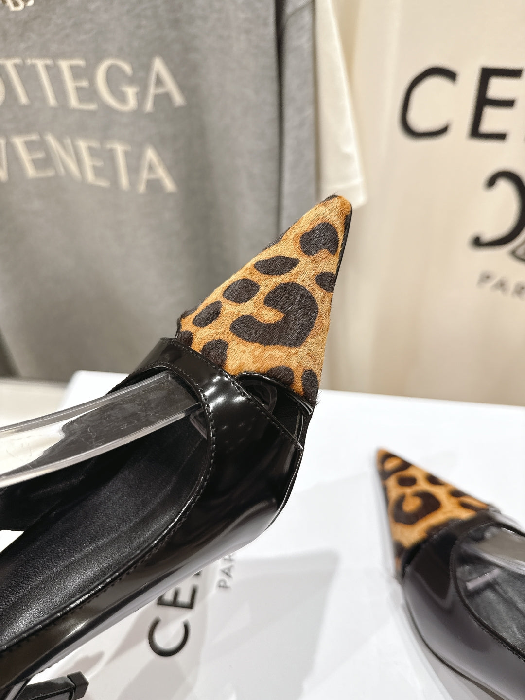 Celine Celine 25C Slingback Pump Black mix Brown Sheepskin 236773