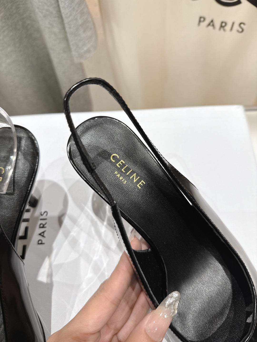 Celine Celine 25C Slingback Pump Black mix Brown Sheepskin 236773