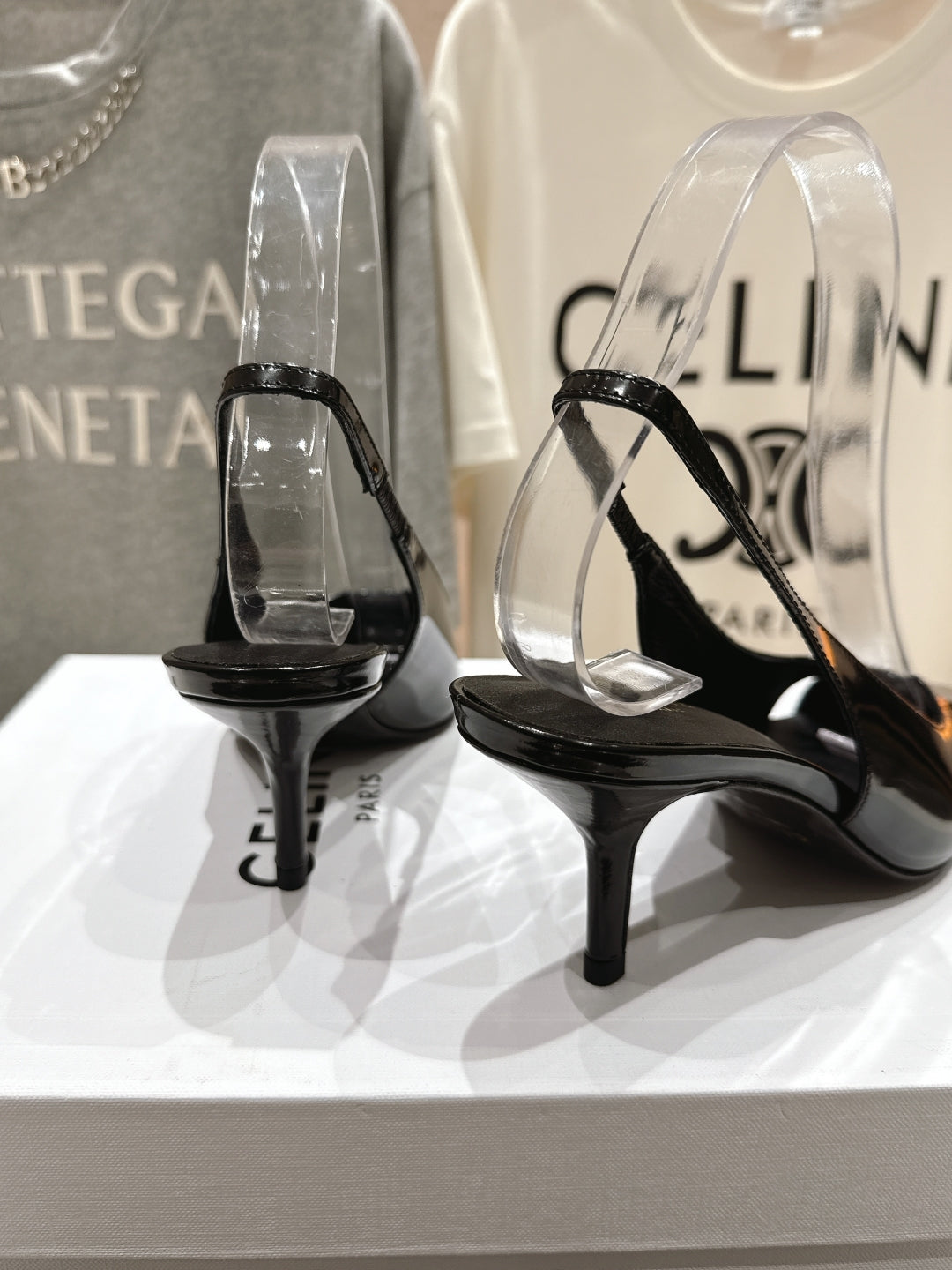 Celine Celine 25C Slingback Pump Black Sheepskin 236774