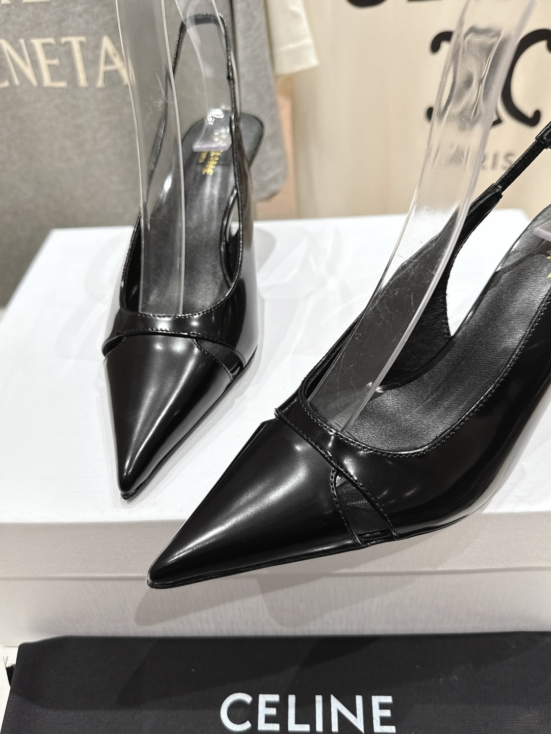 Celine Celine 25C Slingback Pump Black Sheepskin 236774