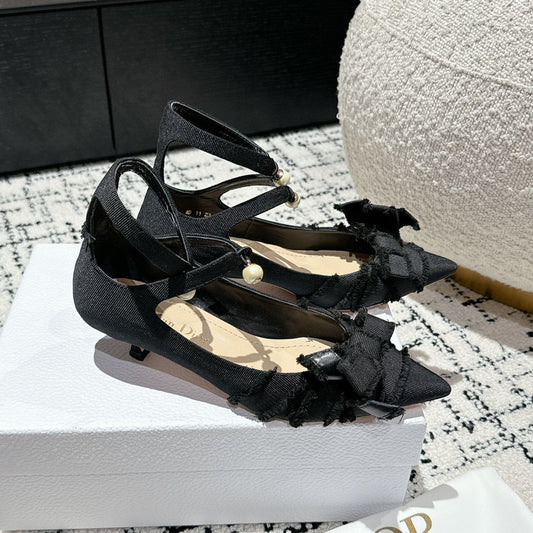 DIOR A DIORable pump 45 Black Fringed Grosgrain