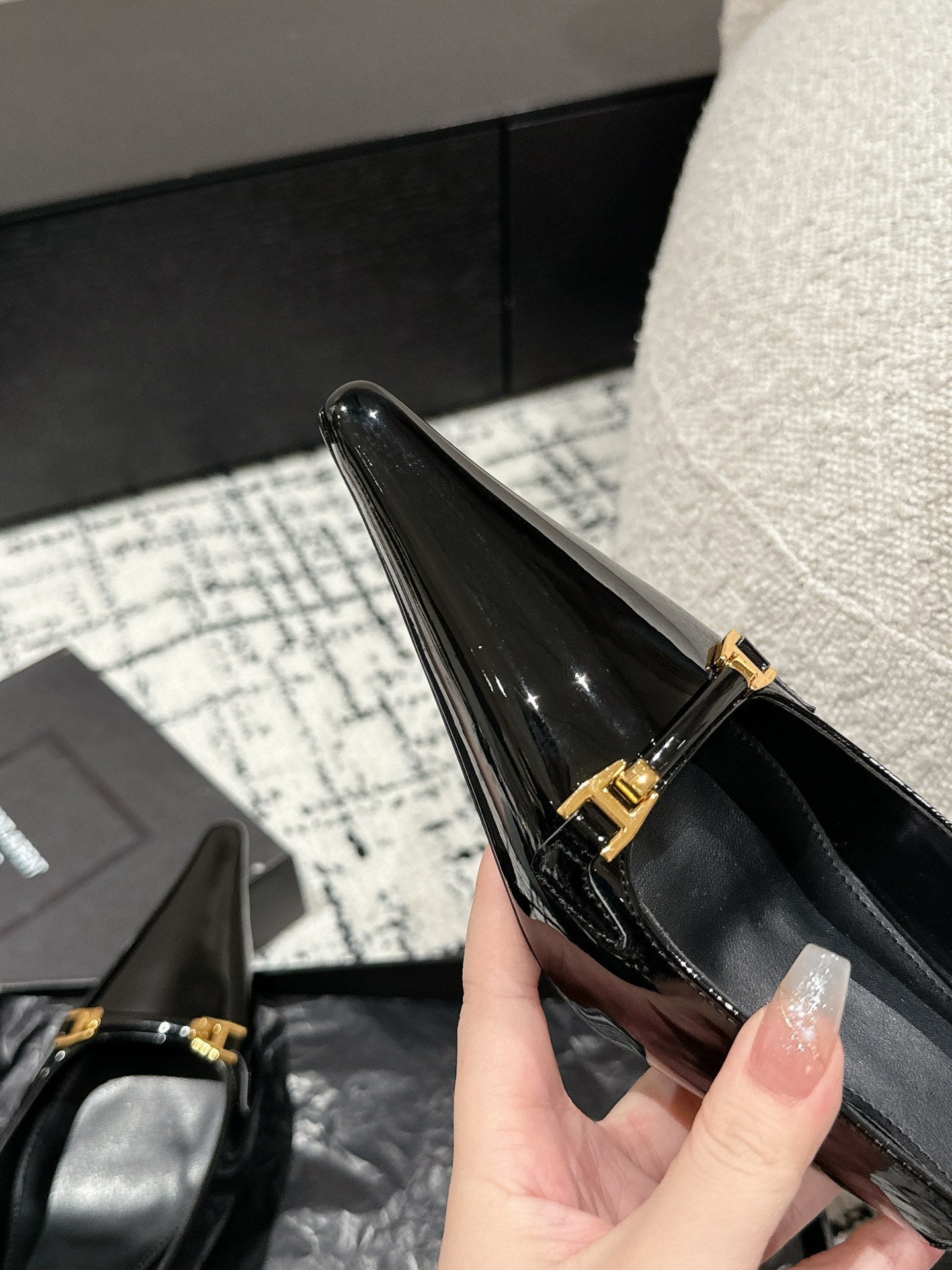 Saint Laurent SL CARINE SLINGBACKS PUMP 45 BLACK CALFSKIN