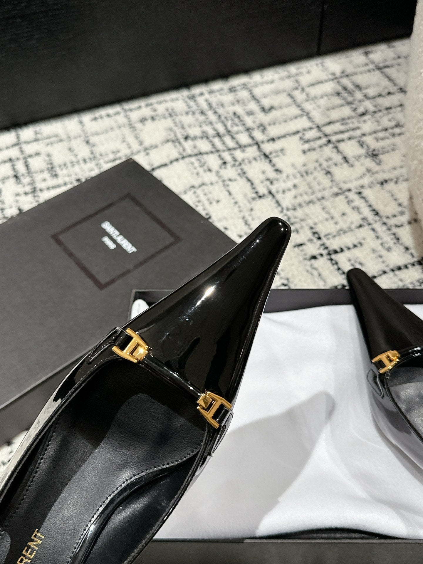 Saint Laurent SL CARINE SLINGBACKS PUMP 45 BLACK CALFSKIN