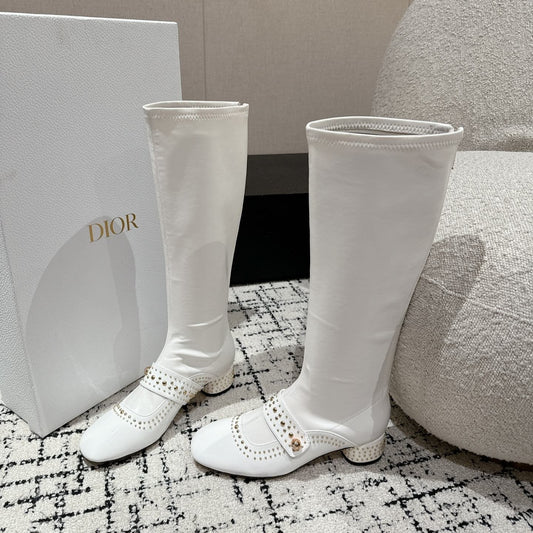 DIOR Belle-D Heeled Boot White Lambskin