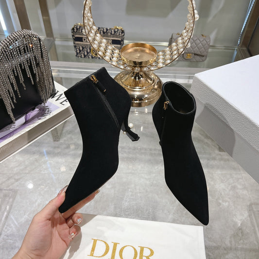 DIOR Tribales Heeled Ankle Boot 65mm In Black Suede 996430