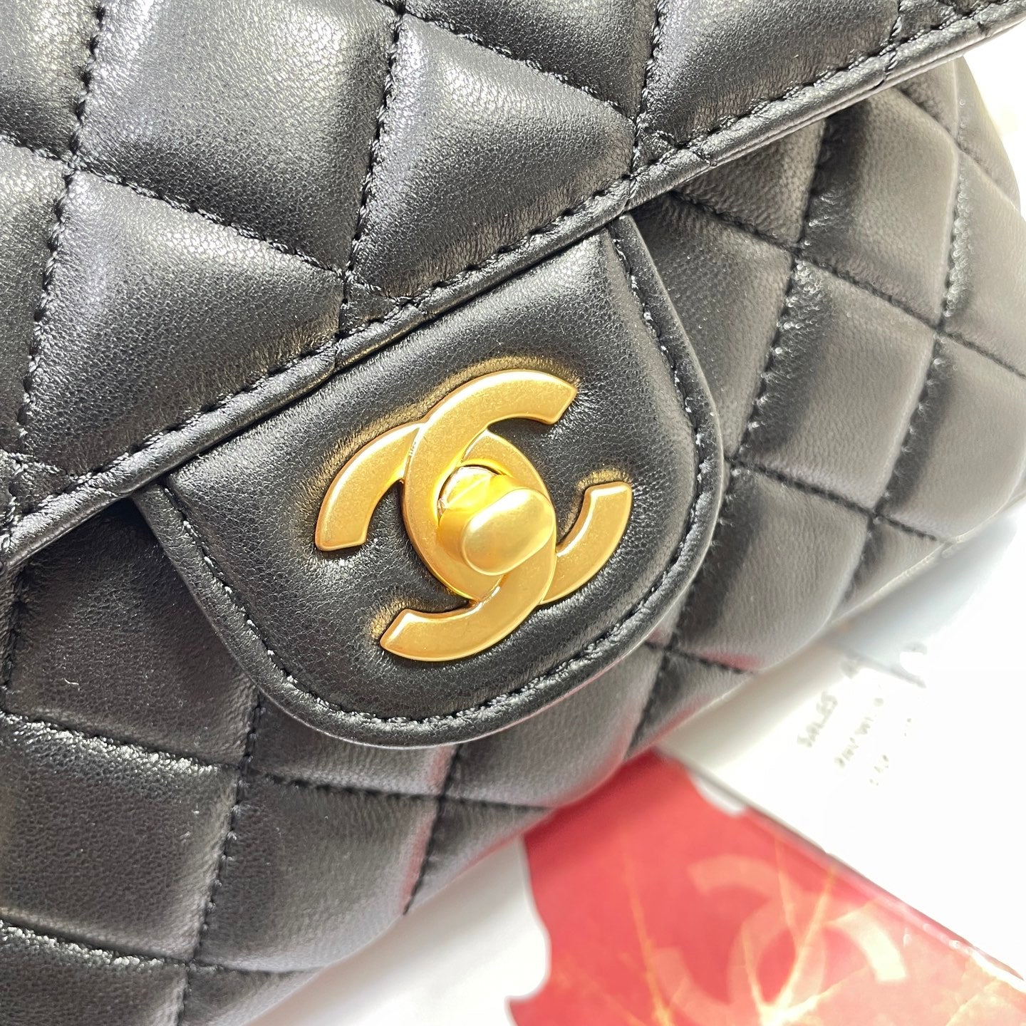 CHANEL 25P Mini Flap Bag 20cm Top Handle Black Calfskin Gold Hardware