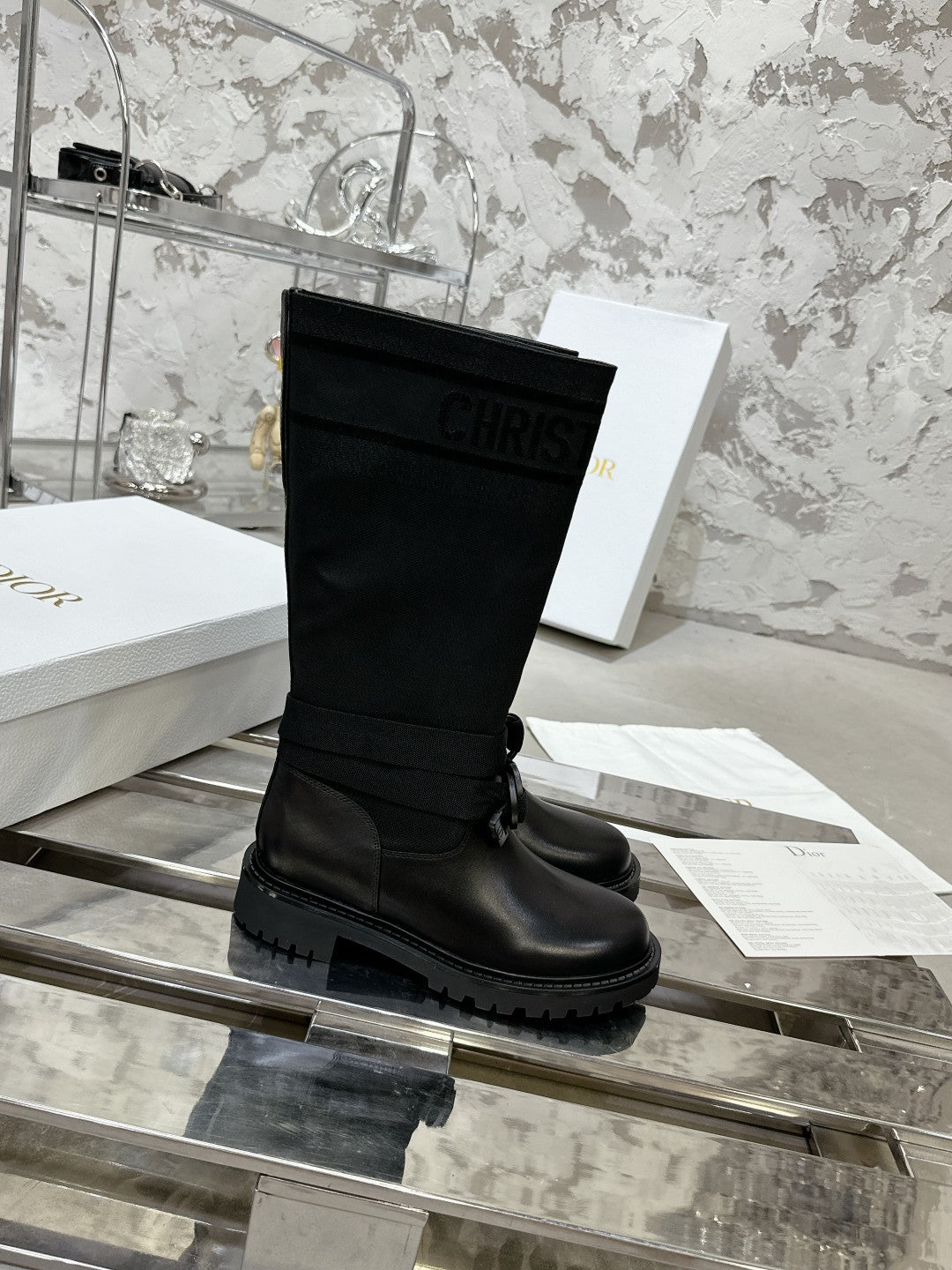DIOR D-Major Boot In Black Denim Fabric 100568