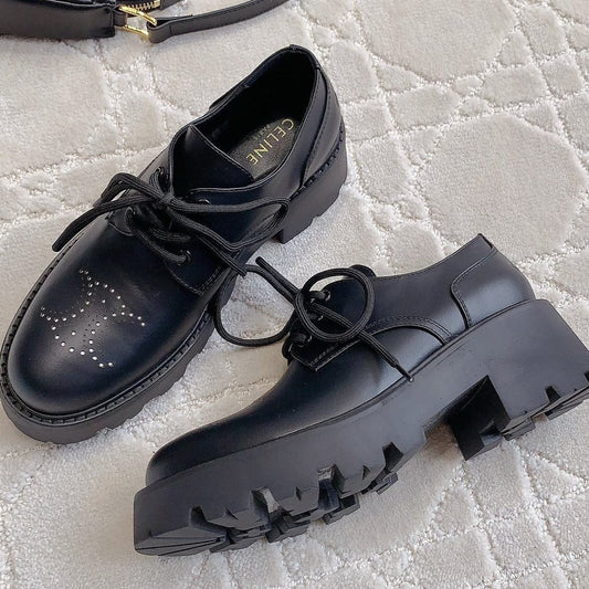 Celine TRIOMPHE RANGERS DERBY WITH PERFORATED TRIOMPHE IN POLISHED BULL BLACK