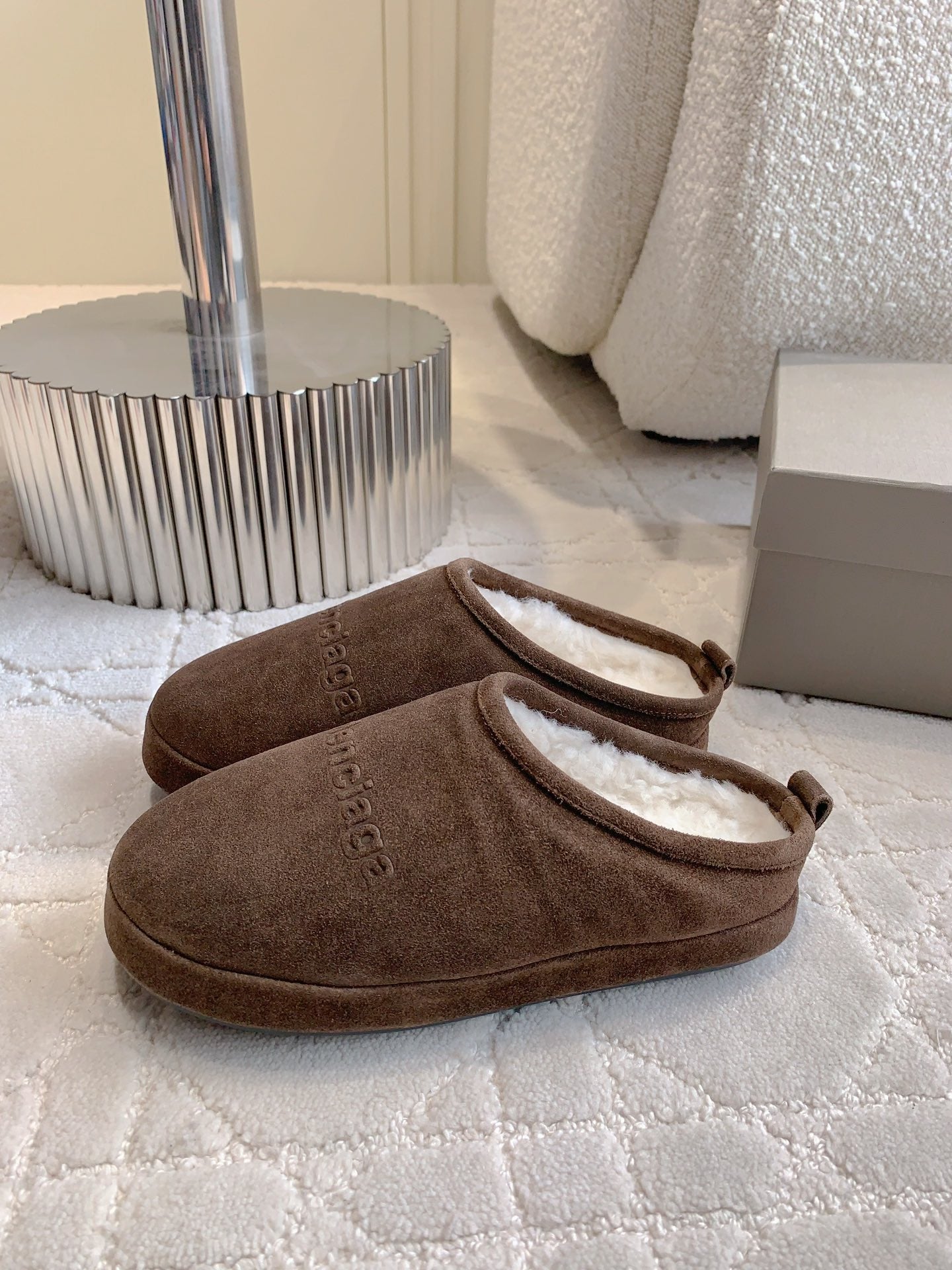 Balanciaga ALASKA SLIPPER IN CHOCOLATE SUEDE
