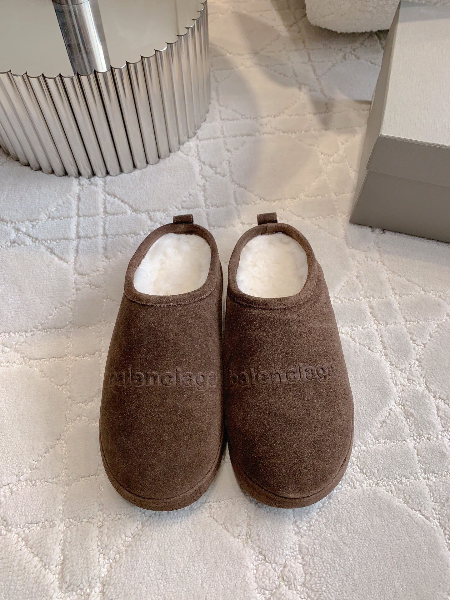 Balanciaga ALASKA SLIPPER IN CHOCOLATE SUEDE