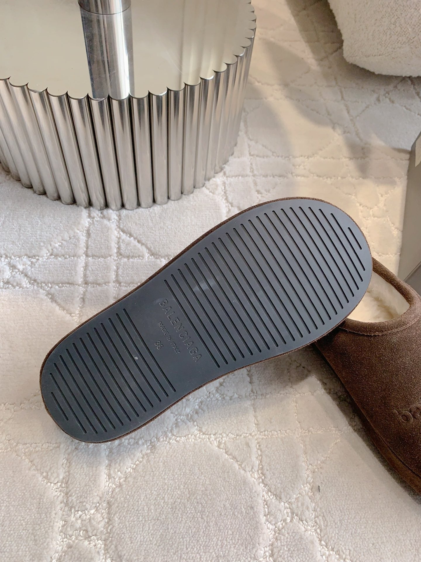 Balanciaga ALASKA SLIPPER IN CHOCOLATE SUEDE
