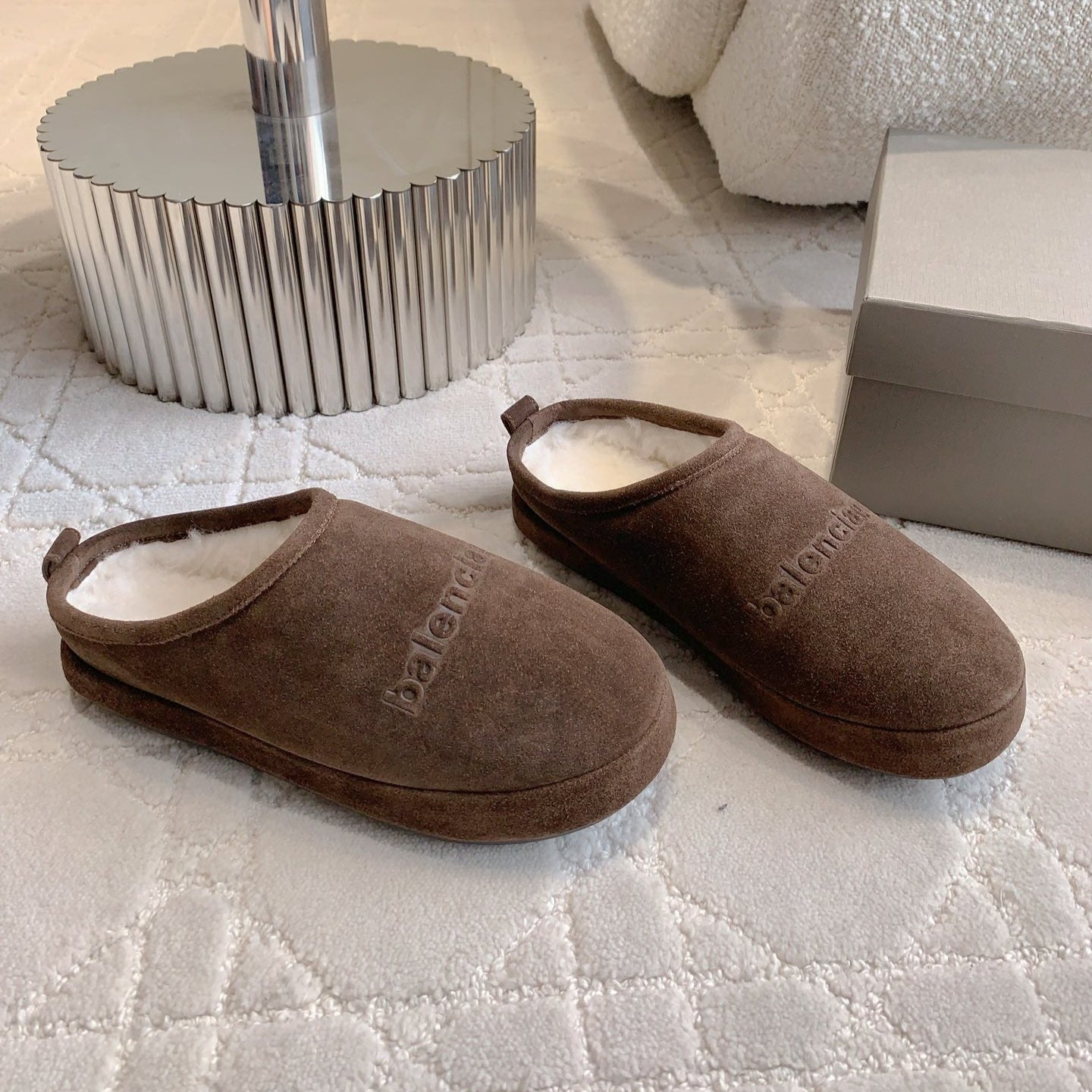 Balanciaga ALASKA SLIPPER IN CHOCOLATE SUEDE