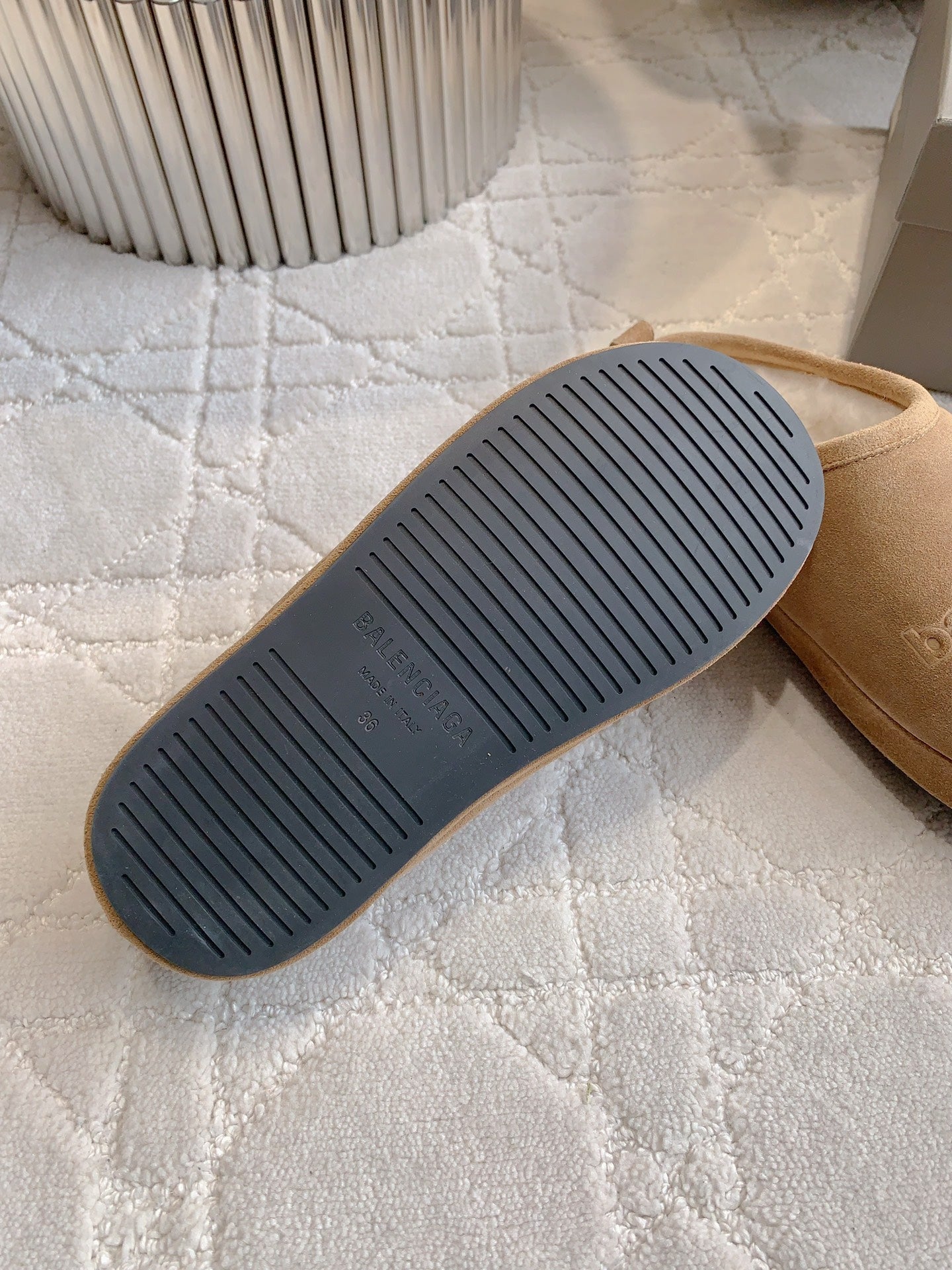 Balanciaga ALASKA SLIPPER IN CAMEL BROWN SUEDE