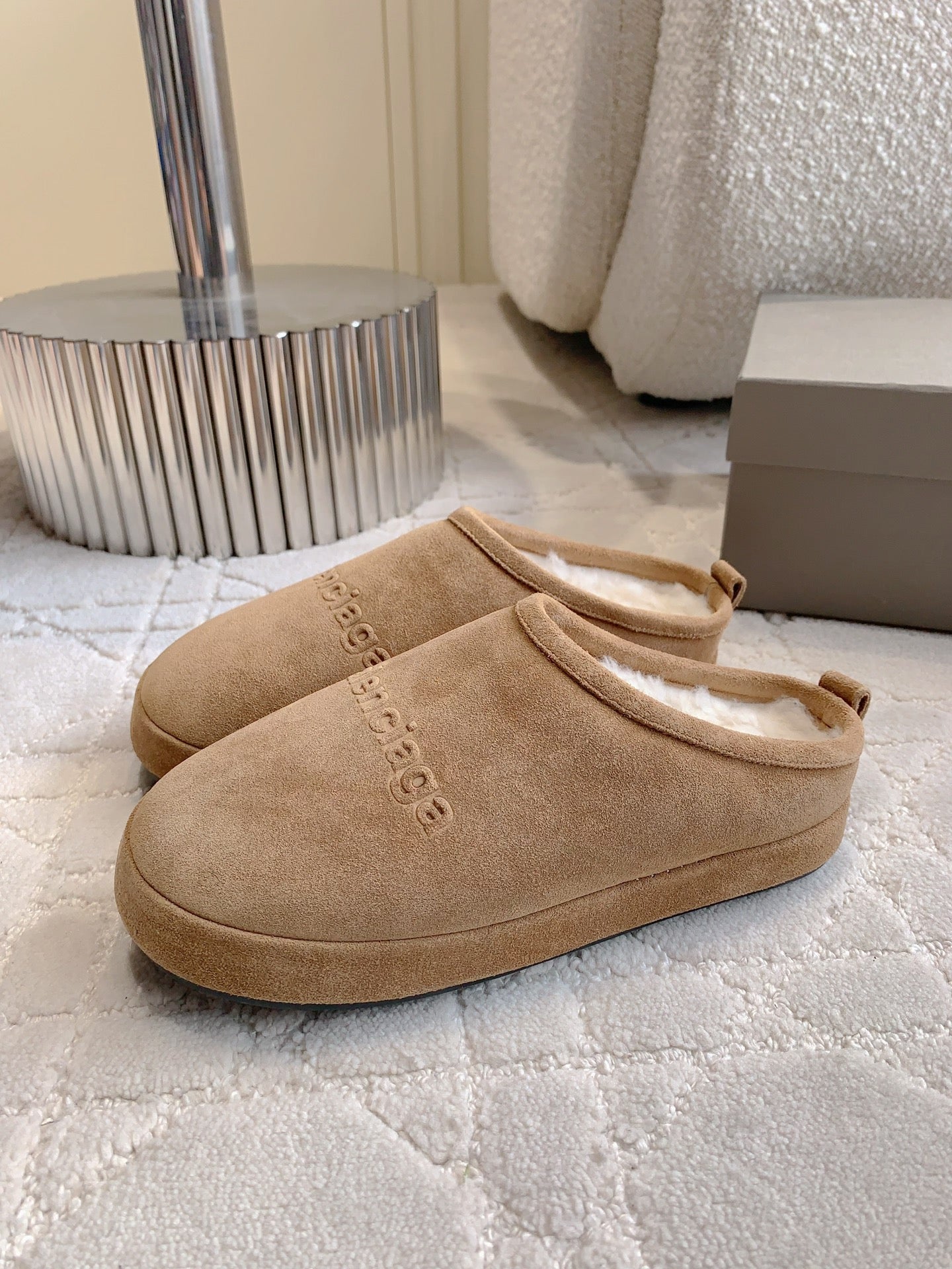 Balanciaga ALASKA SLIPPER IN CAMEL BROWN SUEDE