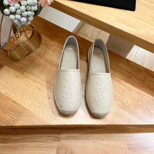Saint Laurent SL YVES EMBOSSED LOGO SLIP ON CREAMY WHITE CALFSKIN