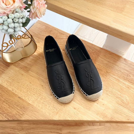 Saint Laurent SL YVES EMBOSSED LOGO SLIP ON BLACK CALFSKIN