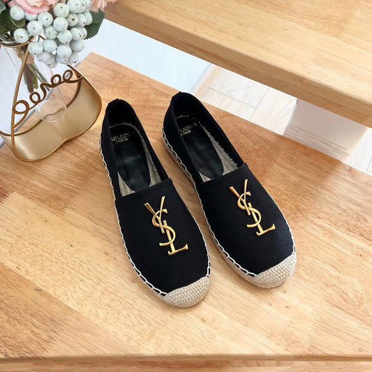 Saint Laurent SL YVES LOGO SLIP ON BLACK CANVAS