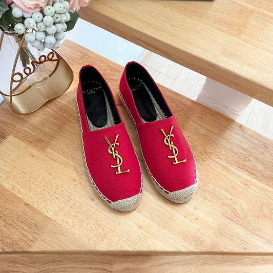 Saint Laurent SL YVES LOGO SLIP ON RED CANVAS