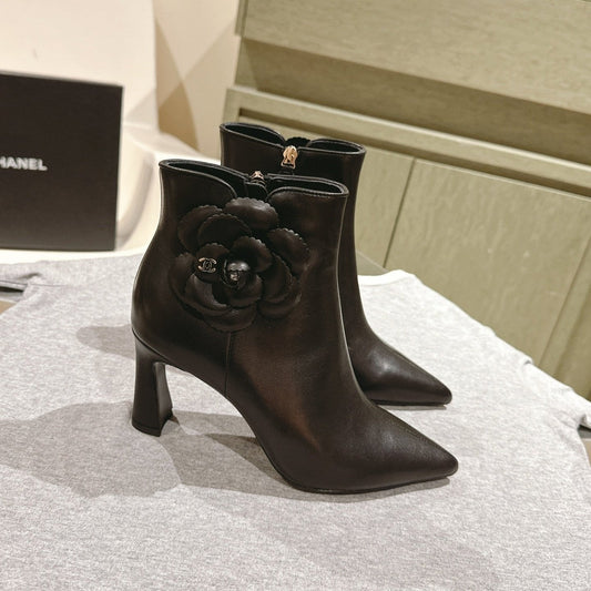 CHANEL Ankle Boots 85mm Black Lambskin