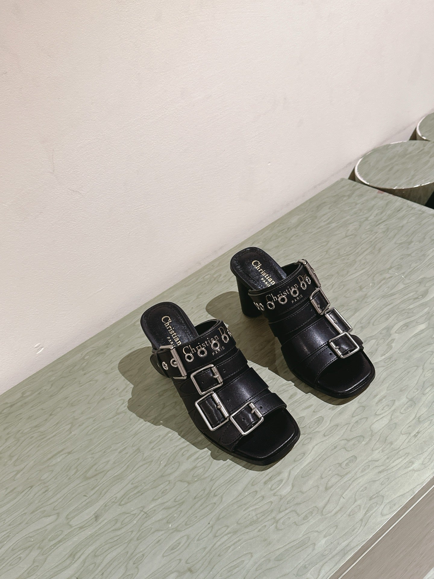 DIOR 25 Punk Heeled Slide Lambskin with Leather Buckle 241956