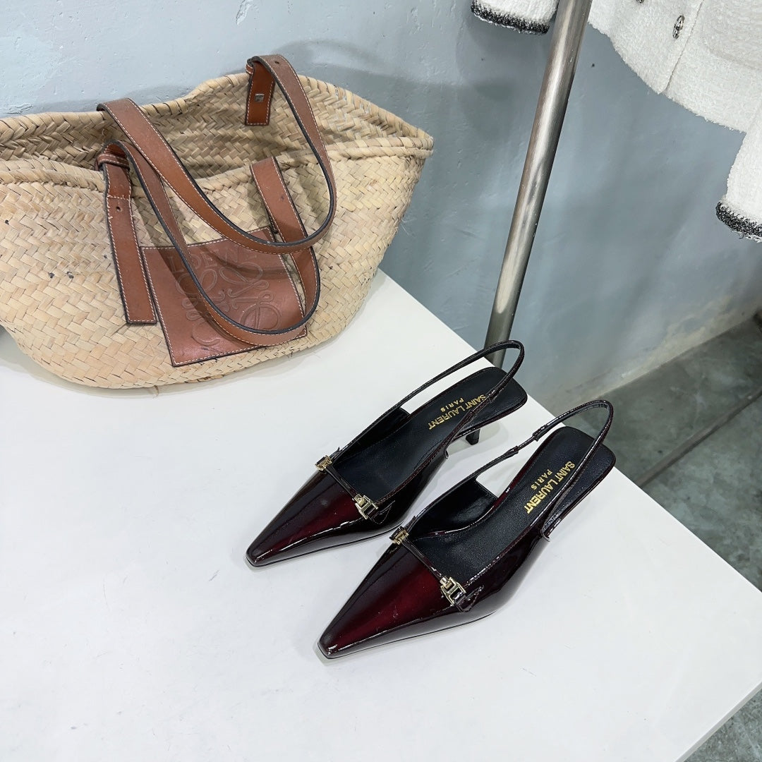 Saint Laurent SL CARINE SLINGBACKS PUMP 60 WINE CALFSKIN