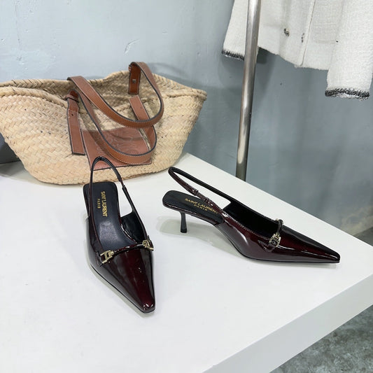 Saint Laurent SL CARINE SLINGBACKS PUMP 60 WINE CALFSKIN