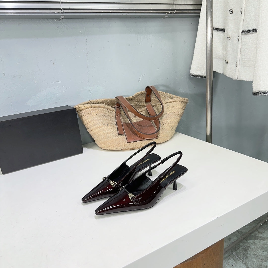 Saint Laurent SL CARINE SLINGBACKS PUMP 60 WINE CALFSKIN