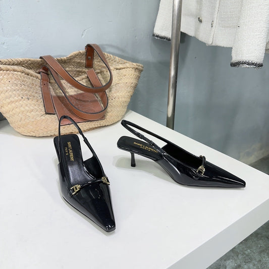 Saint Laurent SL CARINE SLINGBACKS PUMP 60 BLACK CALFSKIN