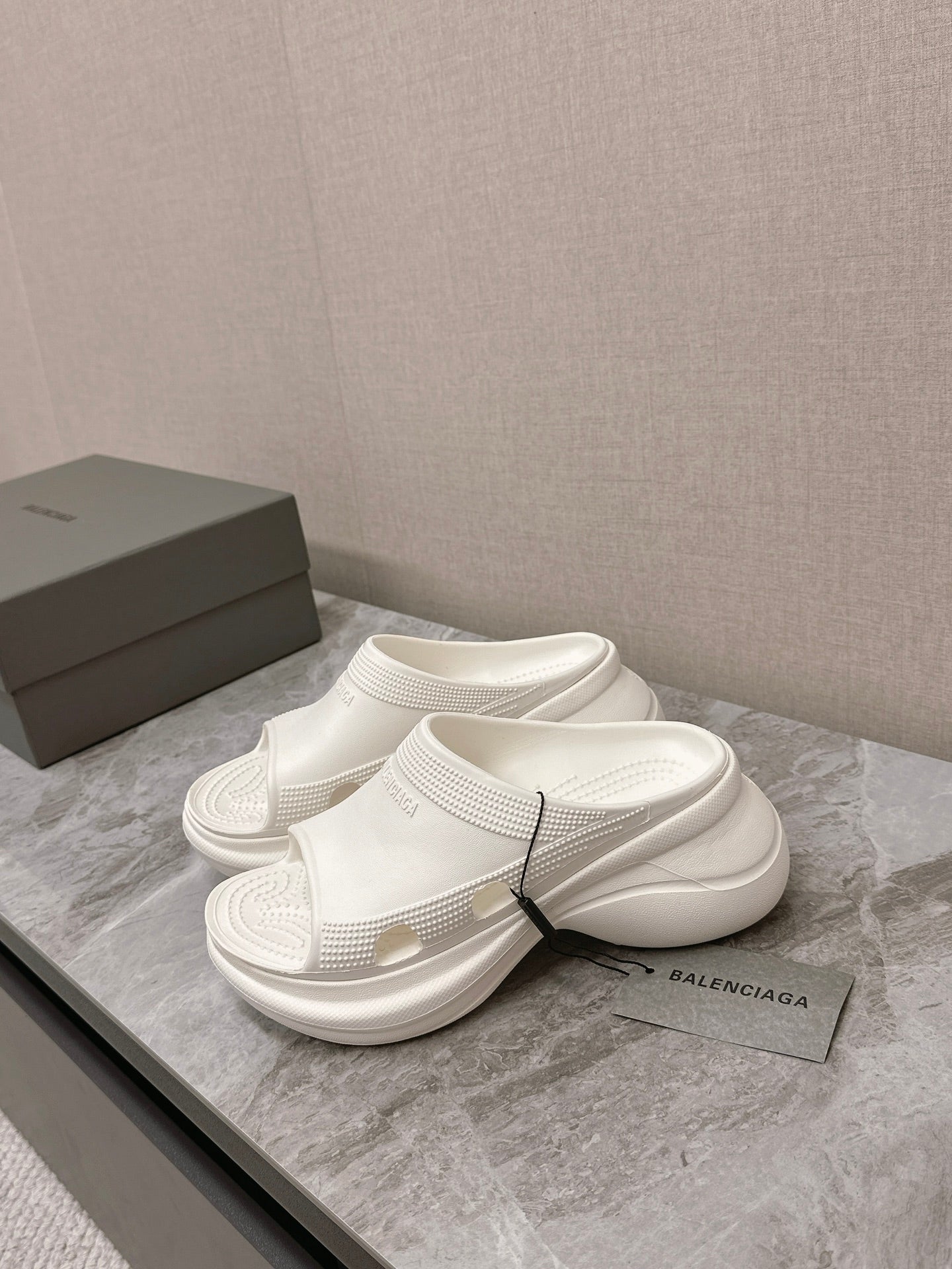 Balanciaga POOL CROCS SLIDE SANDAL IN WHITE RUBBER