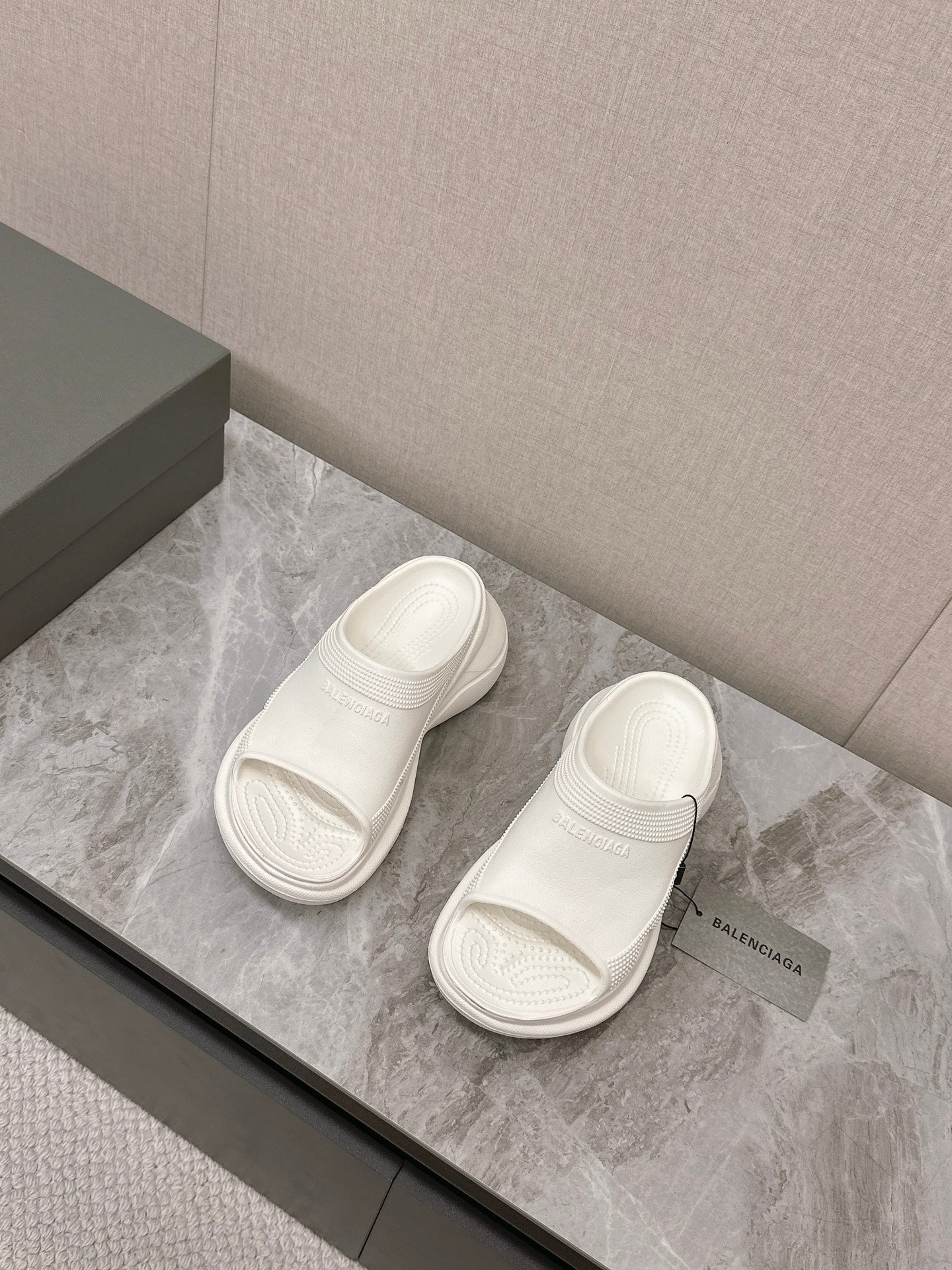 Balanciaga POOL CROCS SLIDE SANDAL IN WHITE RUBBER